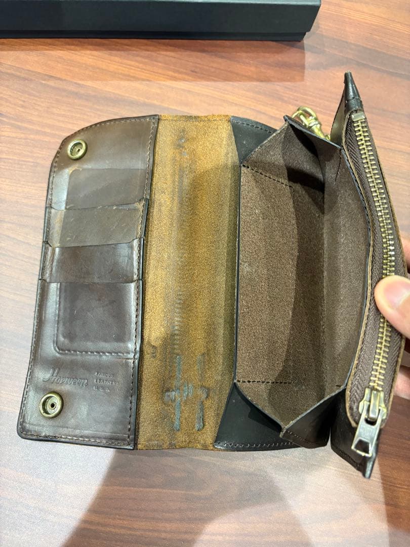 け Sch￼ott ブラウンレザー ウォレットチェーン