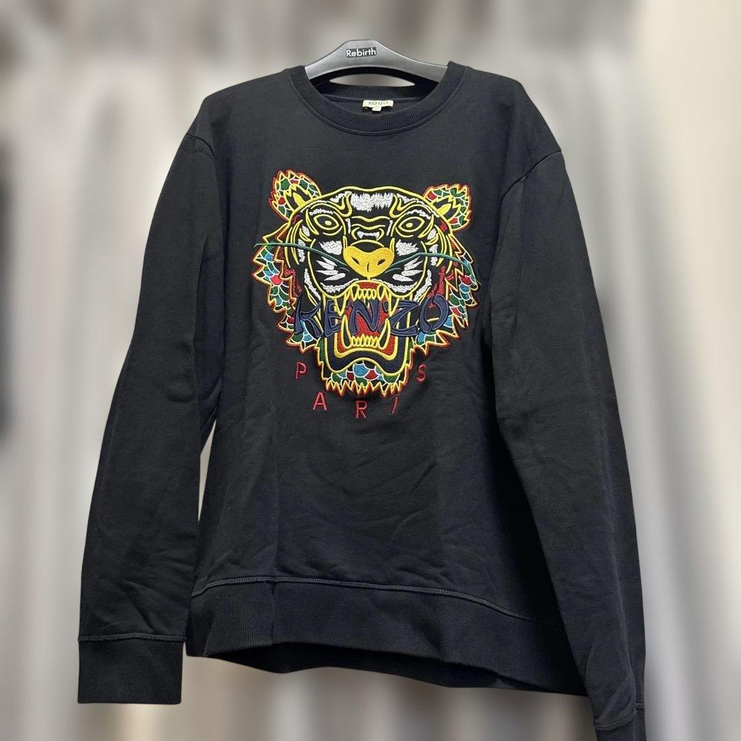 KENZO ブラック スウェットトレーナー ロゴ刺繍