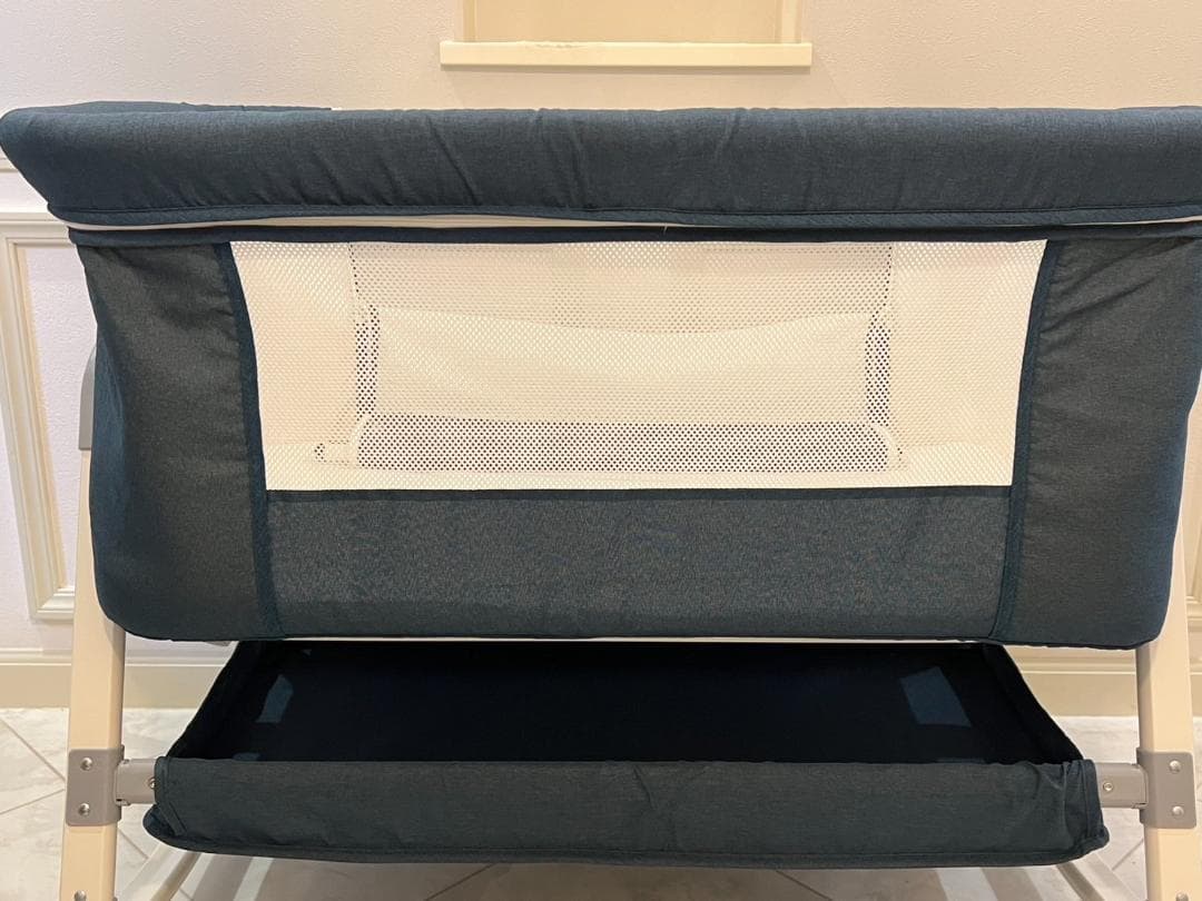 Vinona ベビーベッド 折りたたみ ハイローベッド グレー