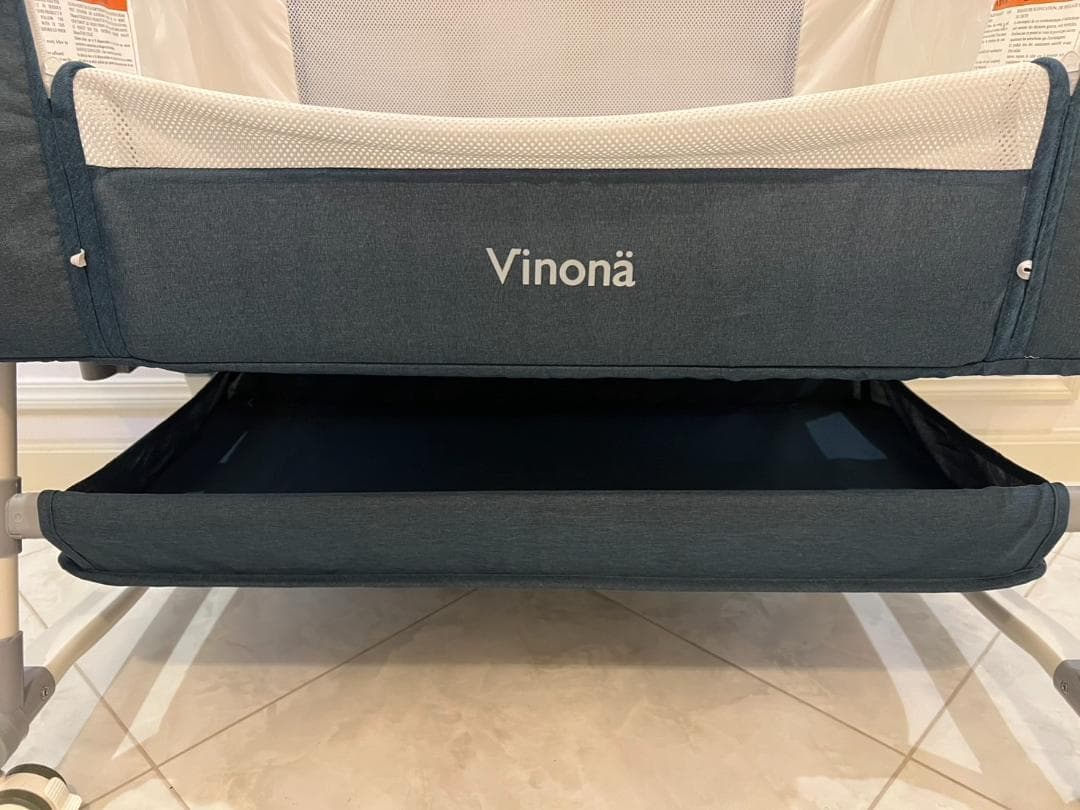 Vinona ベビーベッド 折りたたみ ハイローベッド グレー