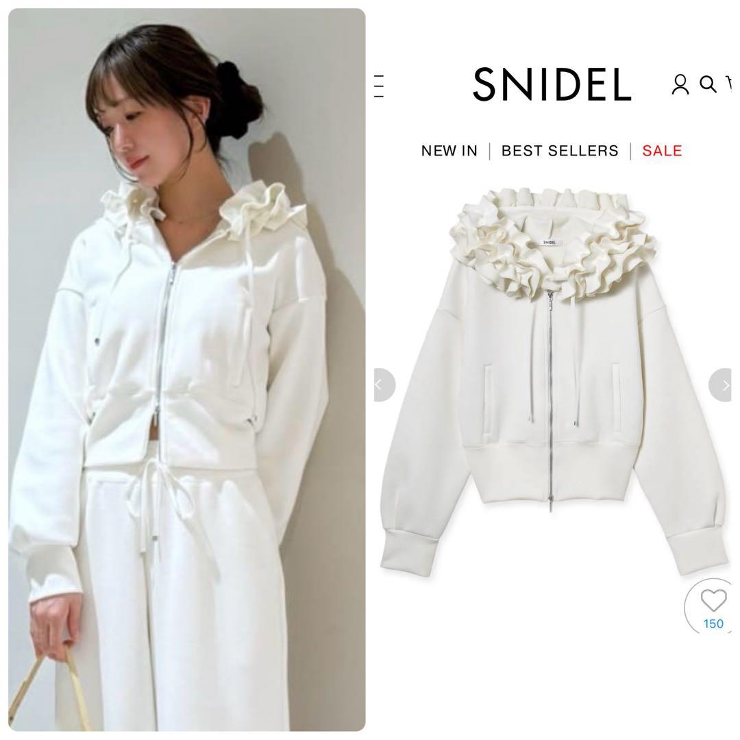完売♥️新作新品✨SNIDELフリルショートジップパーカー✨WHT