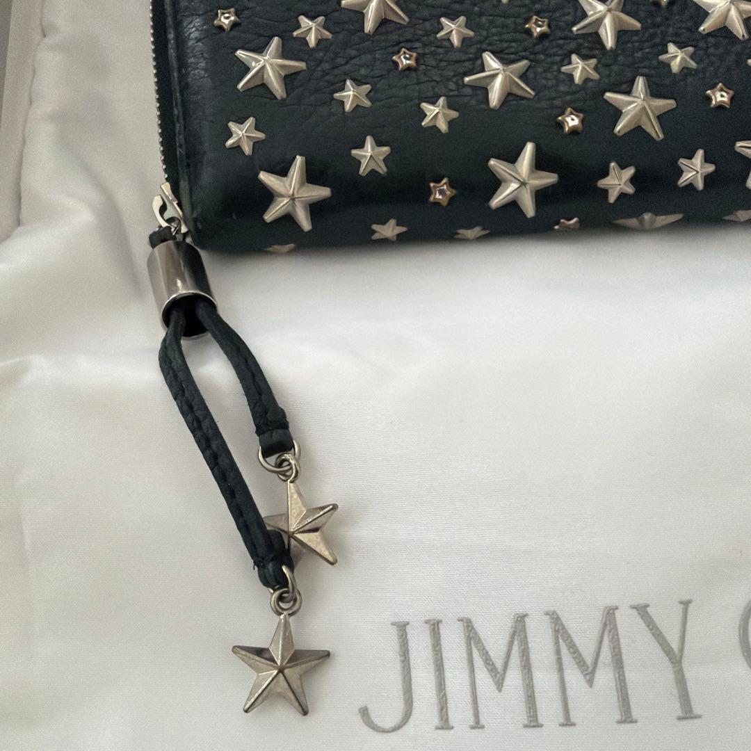 JIMMY CHOO ジミーチュウ　ブラックレザー 長財布 星型スタッズ