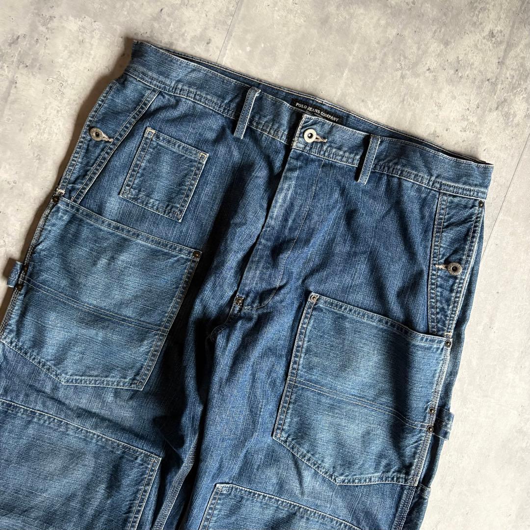 【90s polo jeans】バギーデニムパンツ　ダブルニー　極太　y2k