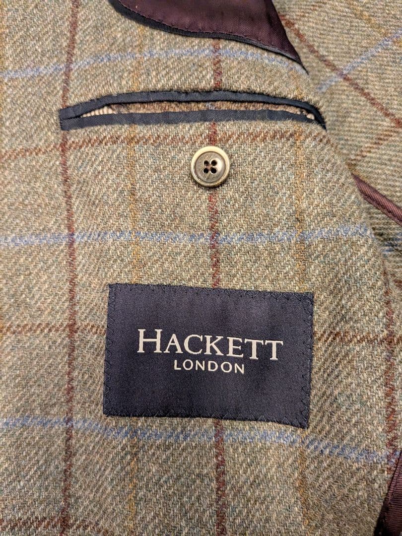HACKETT テーラードジャケット 英国グリーン系 チェック柄