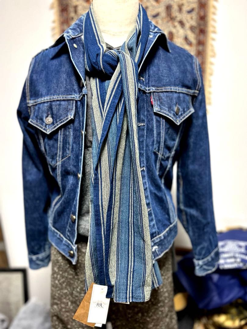 ¥46200 新品　ジョニーデップ着用　ハンドウーブンインディゴストール　RRL