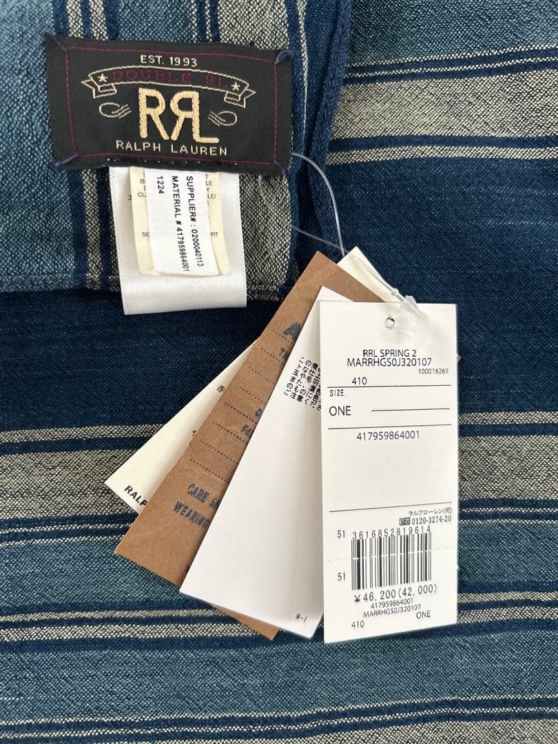 ¥46200 新品　ジョニーデップ着用　ハンドウーブンインディゴストール　RRL