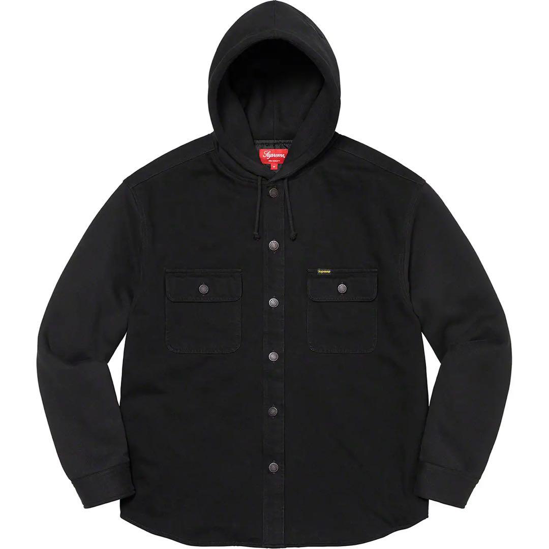 Supreme Fleece Hooded Denim Shirt ブラック