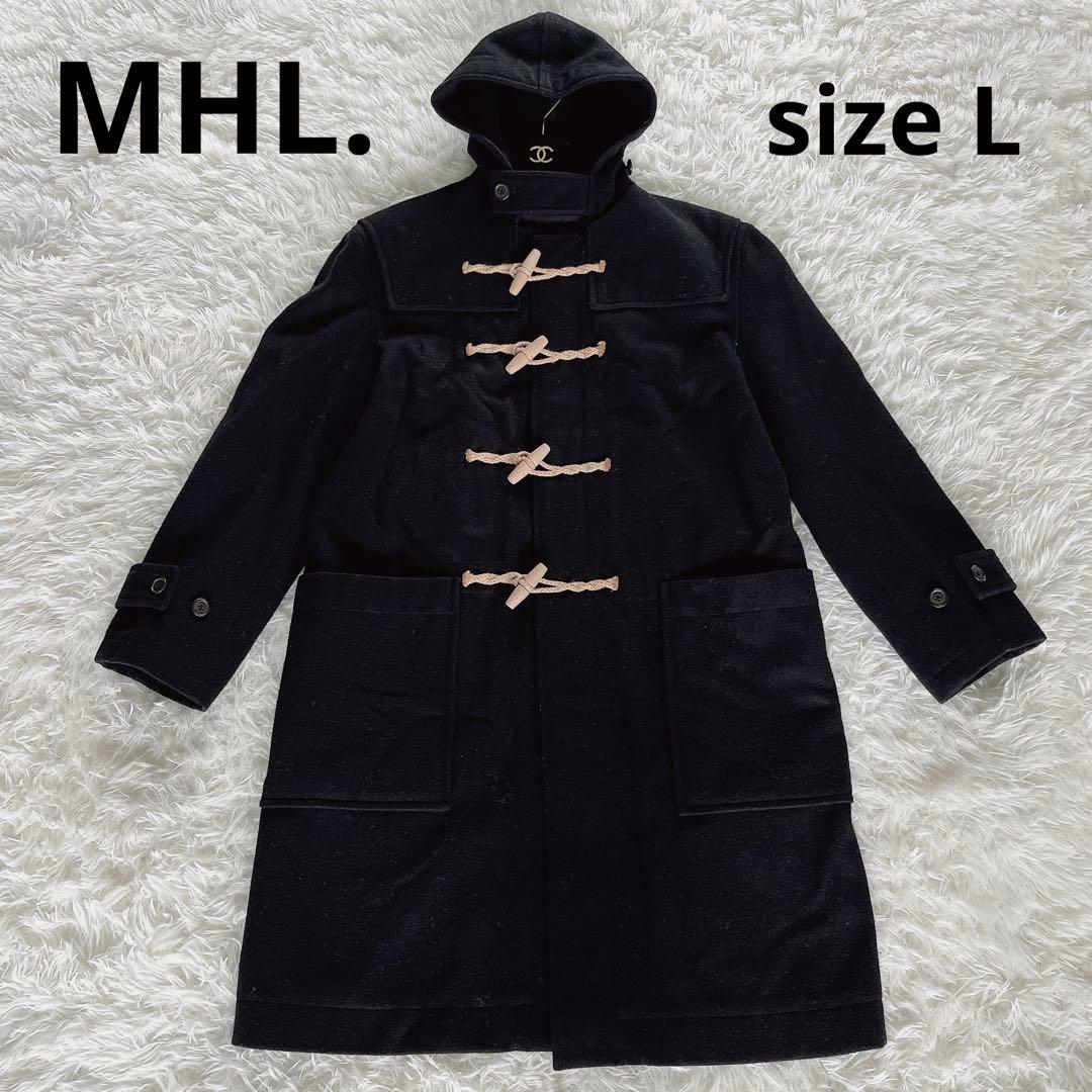 【MHL. 】ダッフルコート ウール メルトン生地 ブラック L サイズ