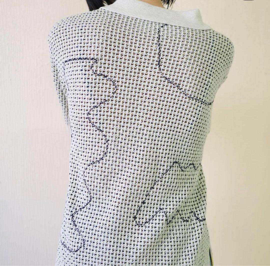 PAMM 寛大なインテリア柄メッシュニットポロ