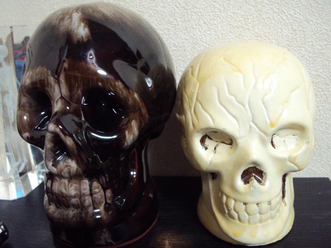 【大き目】ビンテージ　スカル　貯金箱　マーブル　陶器製　JAPAN