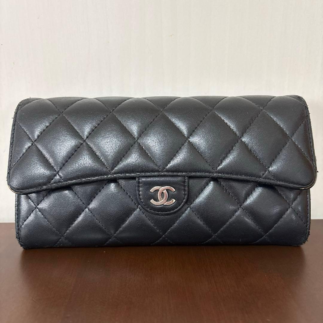 CHANEL マトラッセ ロングウォレット ラムスキン ゴールド 長財布