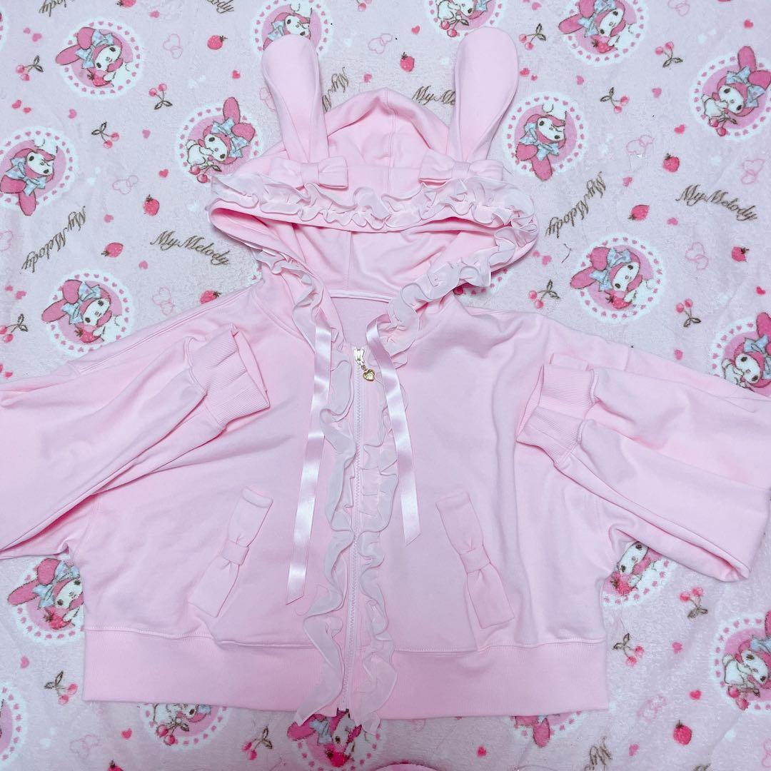 新品未使用♡アンジェリックプリティ♡うさみみフードパーカー♡ピンク♡ロリータ♡