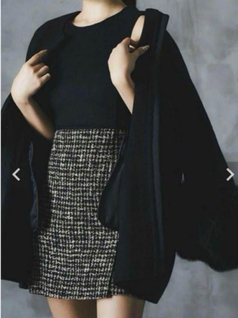 sheller シェリエ　ウールツイードドッキングドレス　黒