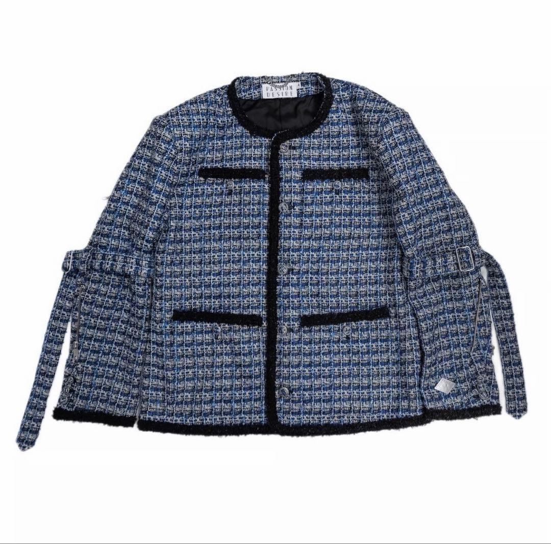 【定価12万】MIXED TWEED NO COLLAR BONDAGE JKT