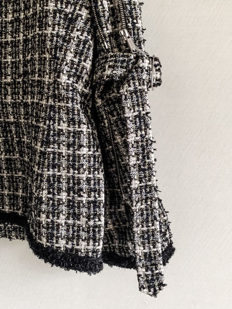 【定価12万】MIXED TWEED NO COLLAR BONDAGE JKT