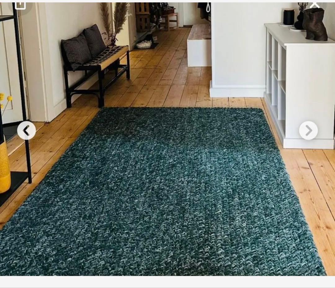 IKEA 新品　ダークグリーン 織り物ラグ