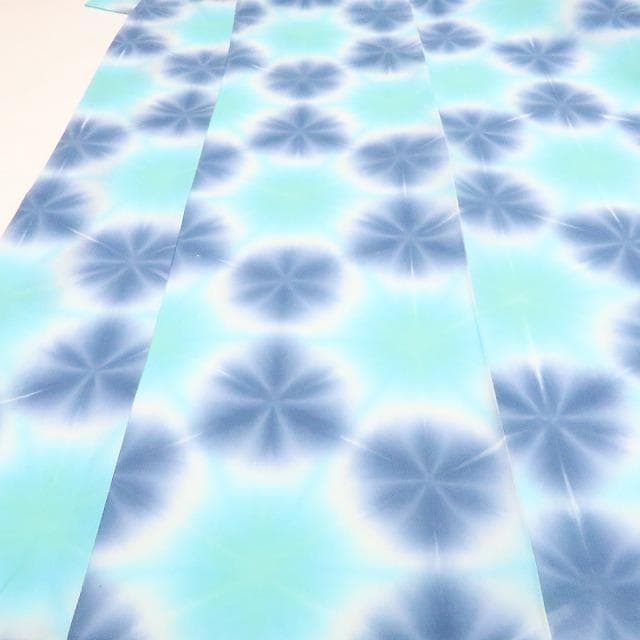 Y3365◆新品 板締め絞り 綿 仕付け糸付 浴衣 洗える夏着物