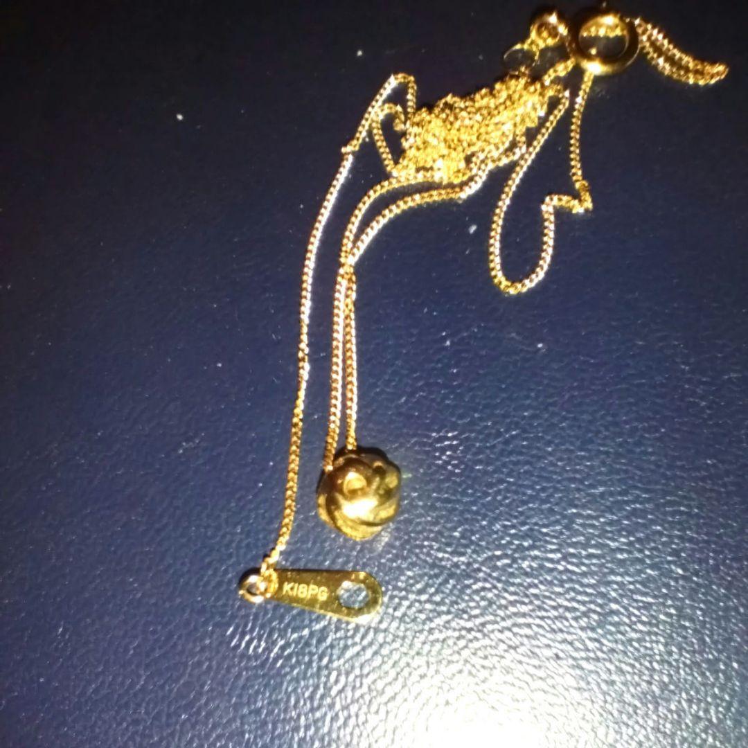 k18PG ダイヤモンドネックレス　0.05ct　トップ薔薇モチーフ