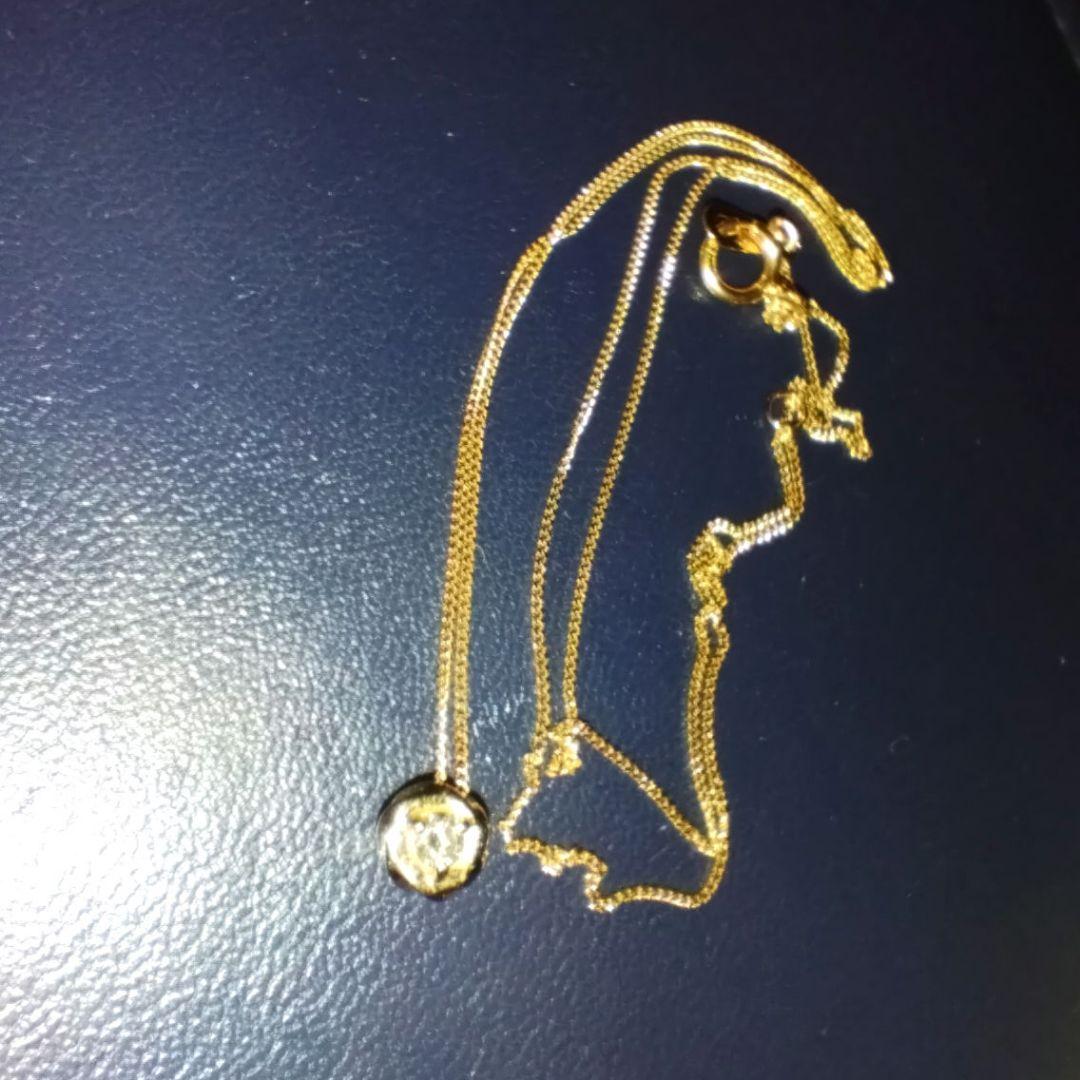 k18PG ダイヤモンドネックレス　0.05ct　トップ薔薇モチーフ