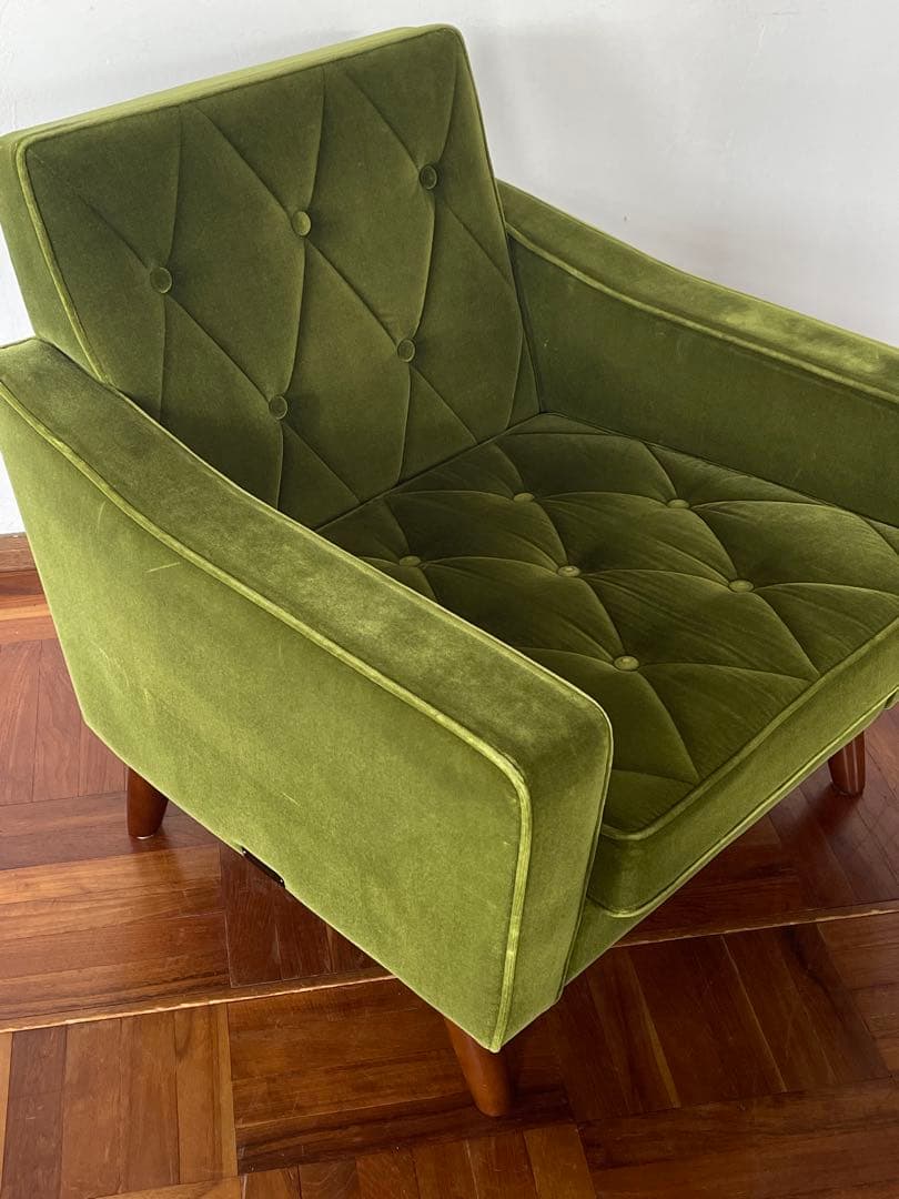 カリモク60 ロビーチェア オットマン セット モケットグリーン