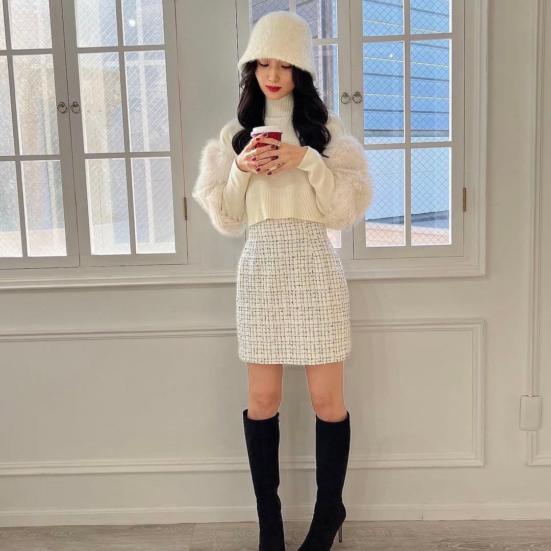 【naoho】corset tweed mini skirt