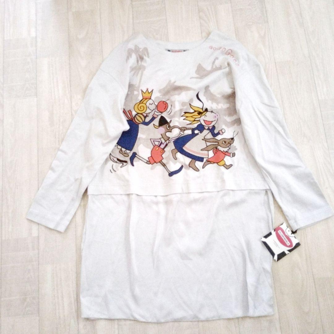 新品タグ付き　アルベロベロ　チュニック　童話　刺繍　総柄　切り替え　ドッキング