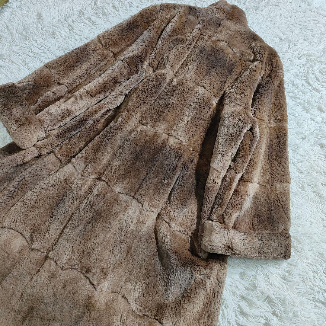 美品　毛皮　ランセル ミンク ペイズリー 裏地 総柄 ブラウン ロング　大きい