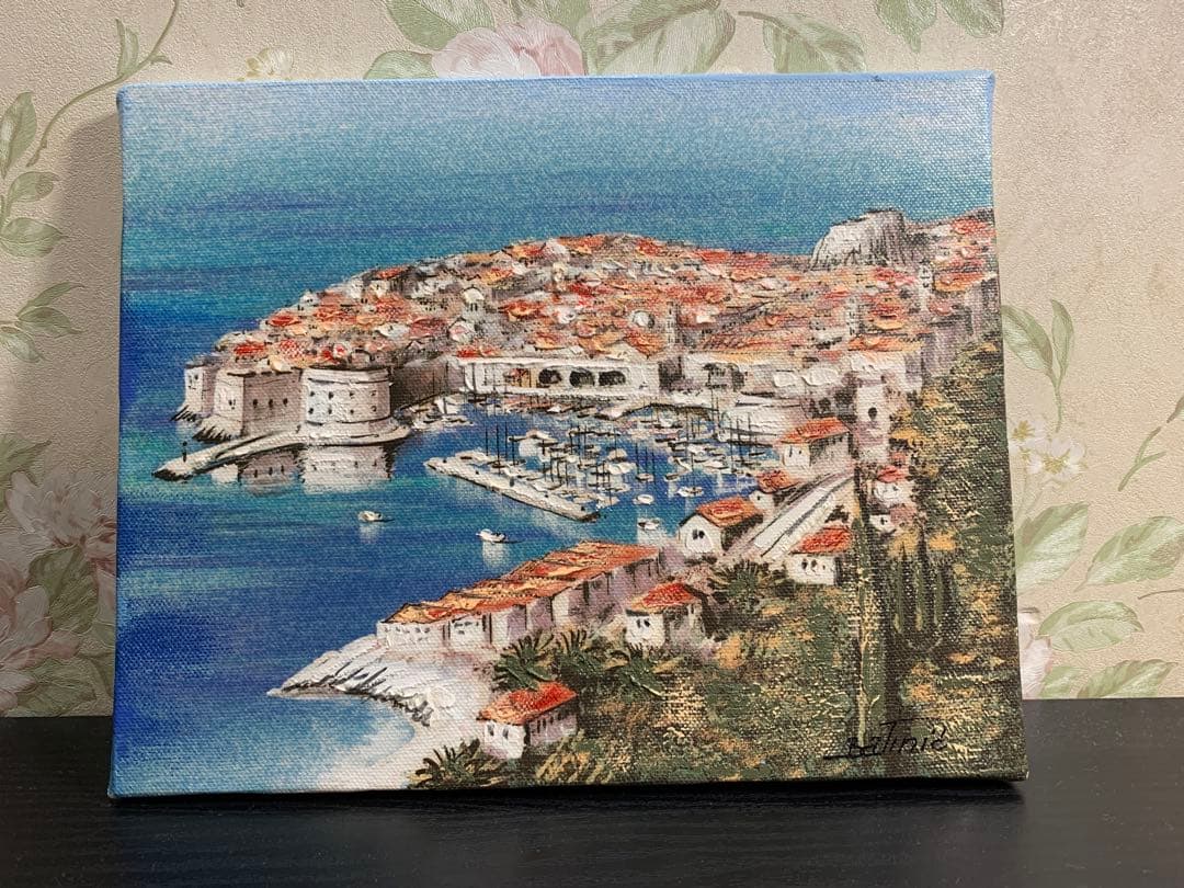 【パーシー】風景画 油絵 肉筆 ドブロブニク サイン入り