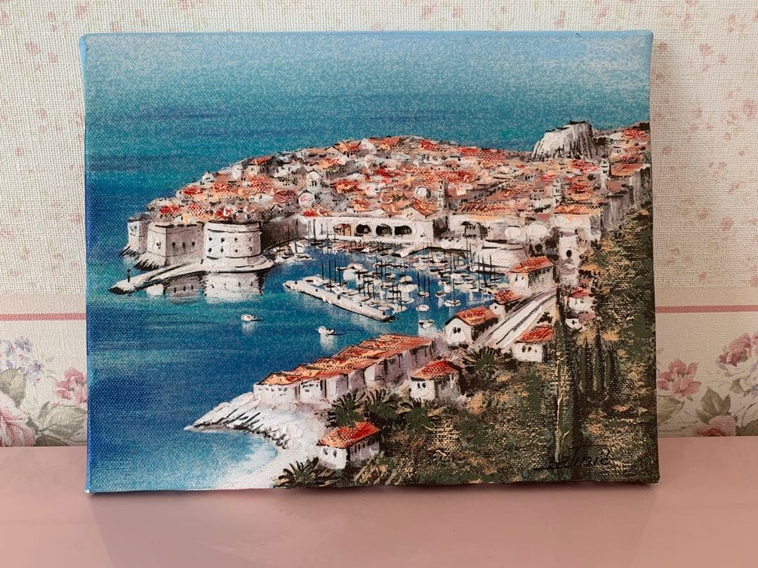 【パーシー】風景画 油絵 肉筆 ドブロブニク サイン入り