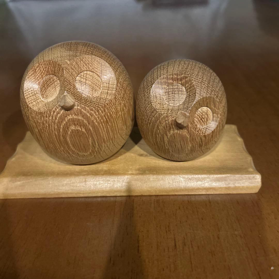 【希少】旭川クラフト ヒサクラフト HISA-CRAFT 木彫り フクロウ ペア