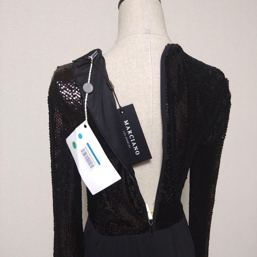 新品 未使用 ロングドレス パーティードレス マキシ丈 黒 スパンコール 結婚式