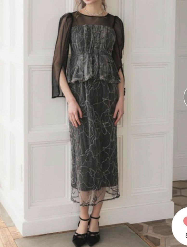 レースペプラムドレス　 パーティードレス