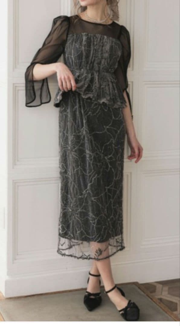 レースペプラムドレス　 パーティードレス