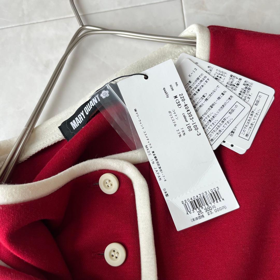 新品タグ付✨MARY QUANT 配色長袖ニットワンピ 赤白 M(38)