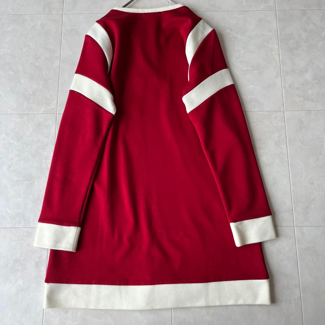 新品タグ付✨MARY QUANT 配色長袖ニットワンピ 赤白 M(38)