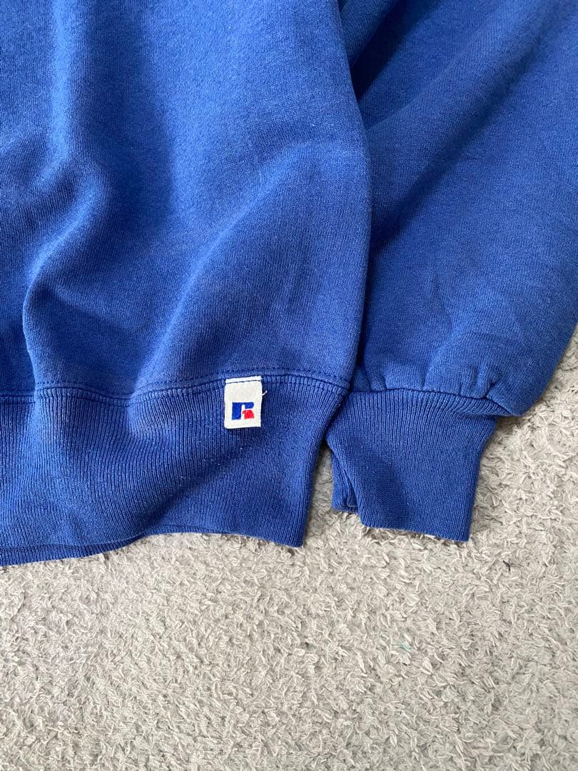 【90s USA製】ラッセルアスレチック　無地スウェット　前V ブルー