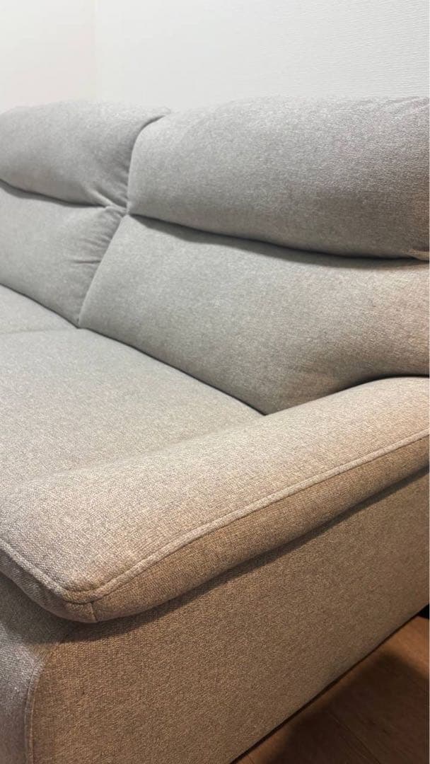 3人掛け布張りソファソファ＋ オットマン付き