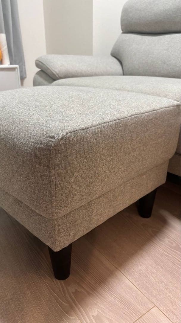 3人掛け布張りソファソファ＋ オットマン付き