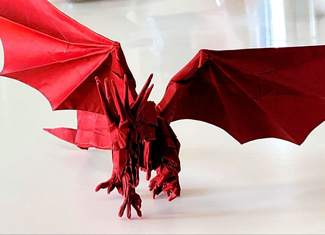 そらたん折り紙作品3点おまとめ( 銀ドラゴン・赤ドラゴン・金フェニックス)