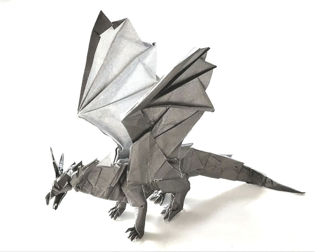 そらたん折り紙作品3点おまとめ( 銀ドラゴン・赤ドラゴン・金フェニックス)