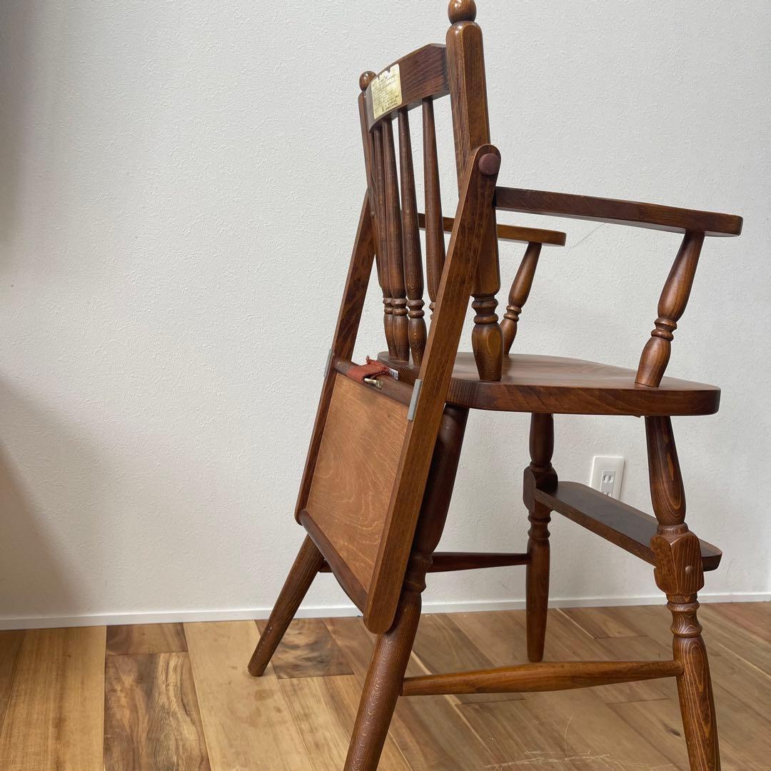 【美品アンティーク】柏木工 ベビーチェア no.6 ブラウン テーブル ベルト付