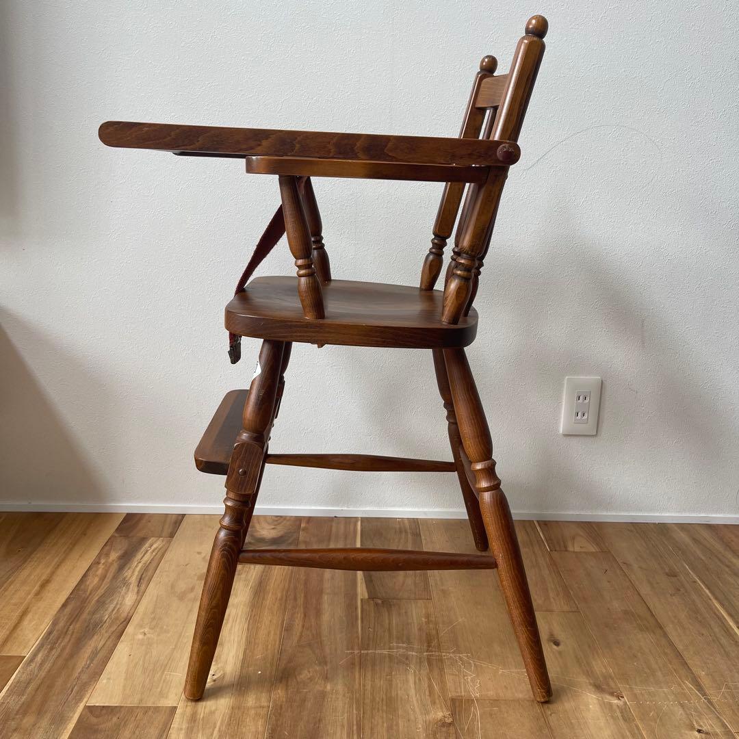 【美品アンティーク】柏木工 ベビーチェア no.6 ブラウン テーブル ベルト付