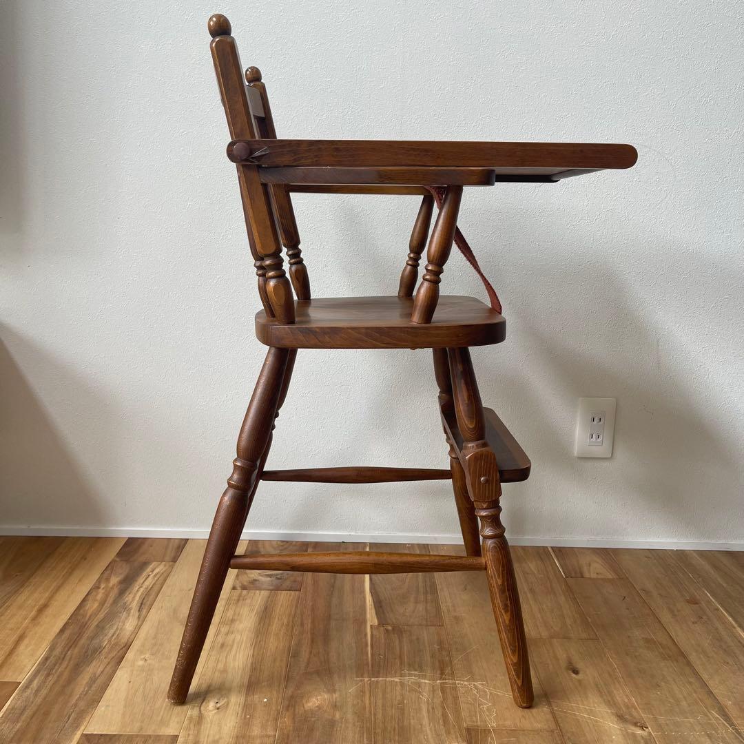 【美品アンティーク】柏木工 ベビーチェア no.6 ブラウン テーブル ベルト付