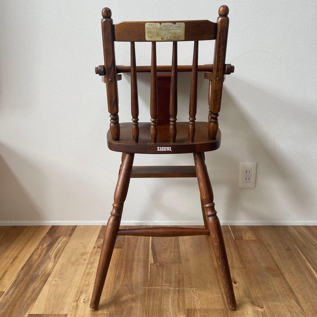 【美品アンティーク】柏木工 ベビーチェア no.6 ブラウン テーブル ベルト付
