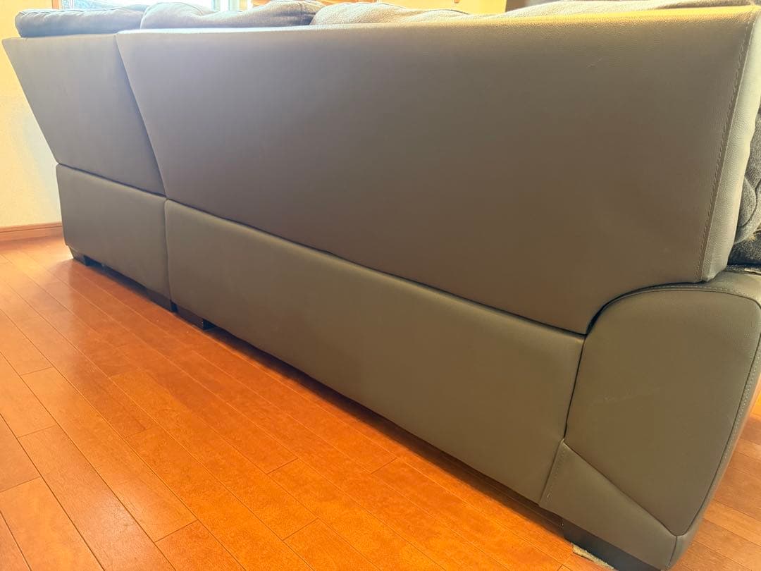 L字型ファブリックソファ サイドテーブル付き