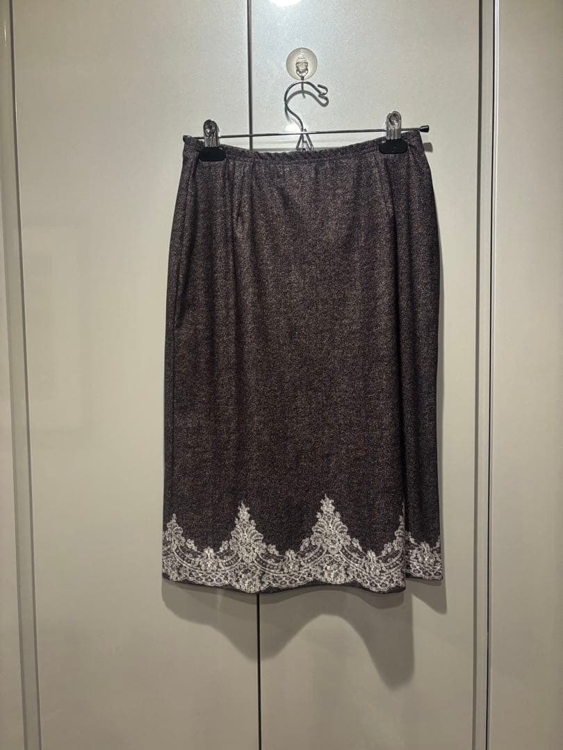 【美品】レジーナロマンティコ★レース柄スカートスーツセットアップ 38