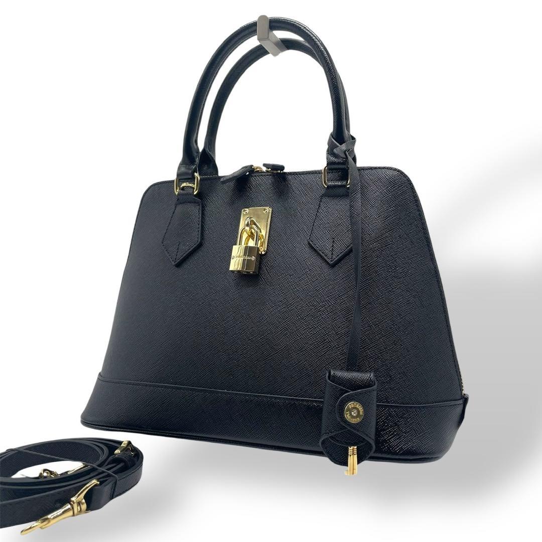 未使用級 サマンサタバサ ハンドバッグ 2way サフィアーノレザー ブラック