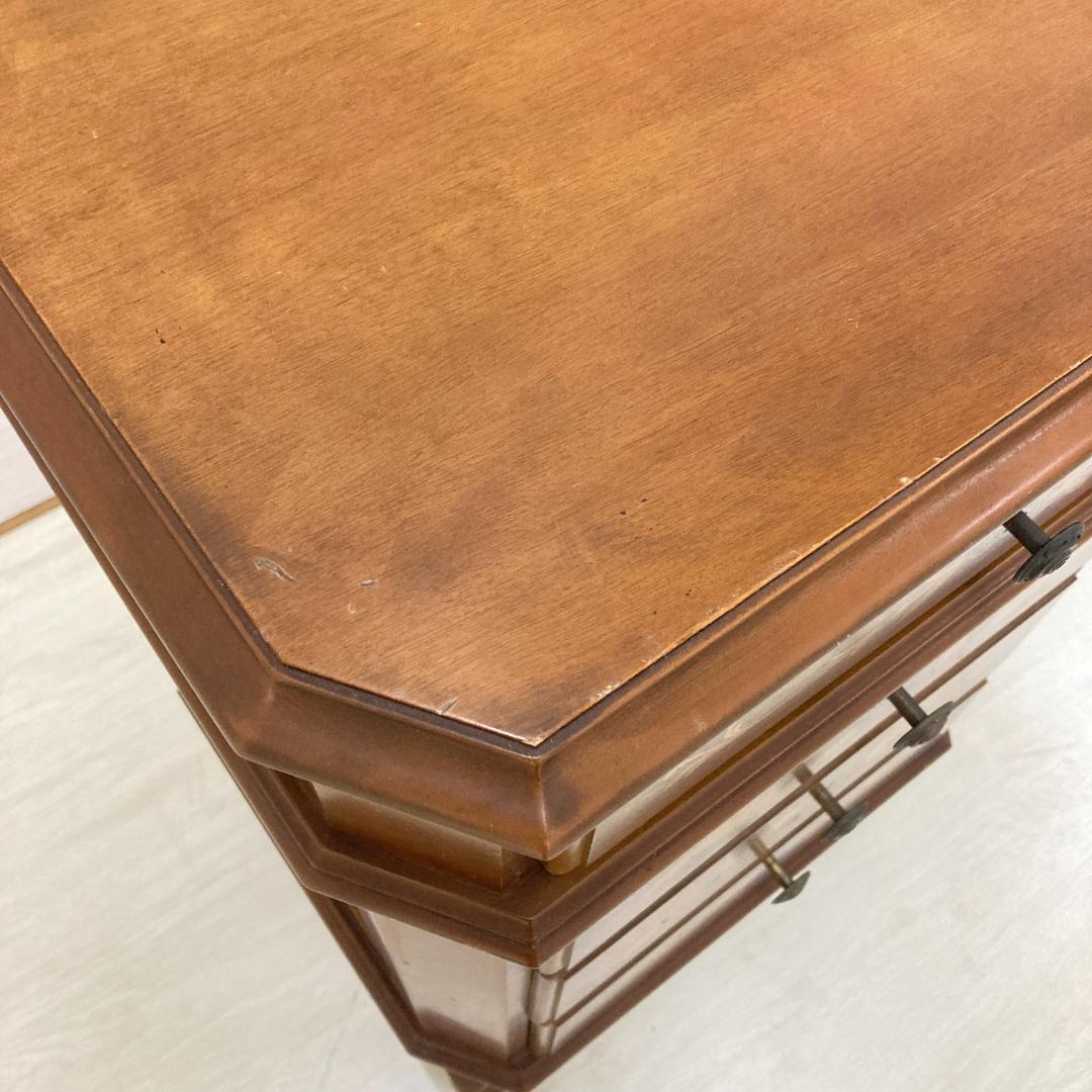 イタリア　象嵌　猫脚　スリム　４段チェスト　電話台　クラシック