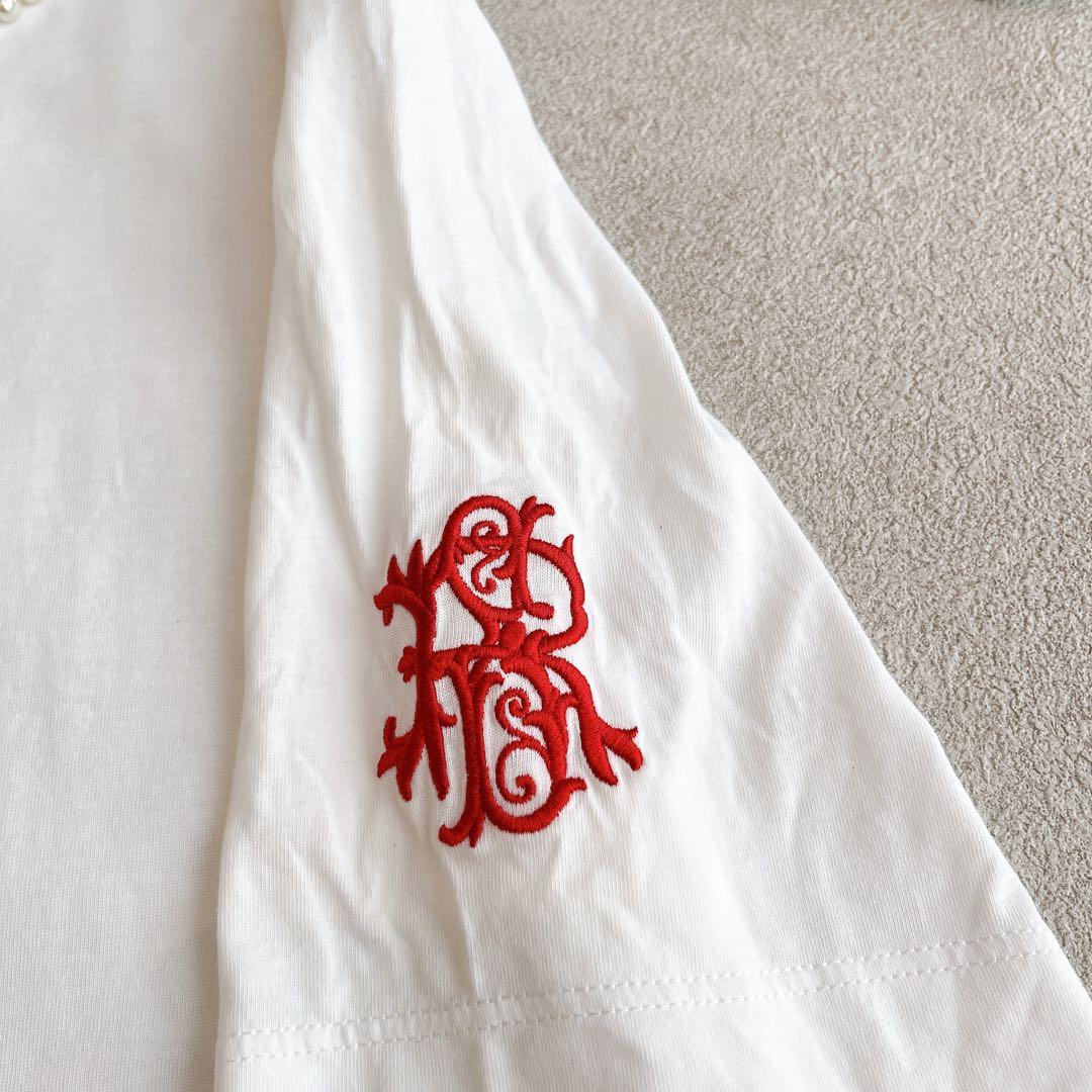 shimonerocha カットソー　Aライン　半袖　パール　刺繍　レース　S