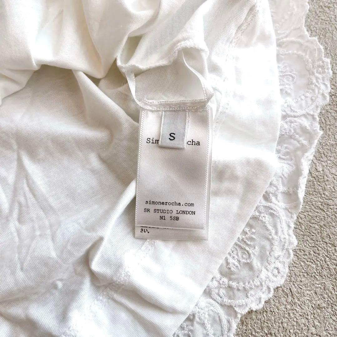 shimonerocha カットソー　Aライン　半袖　パール　刺繍　レース　S